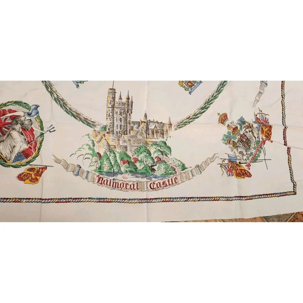 Royal Palaces Vintage Square Tablecloth ~46.25 X 42.5
